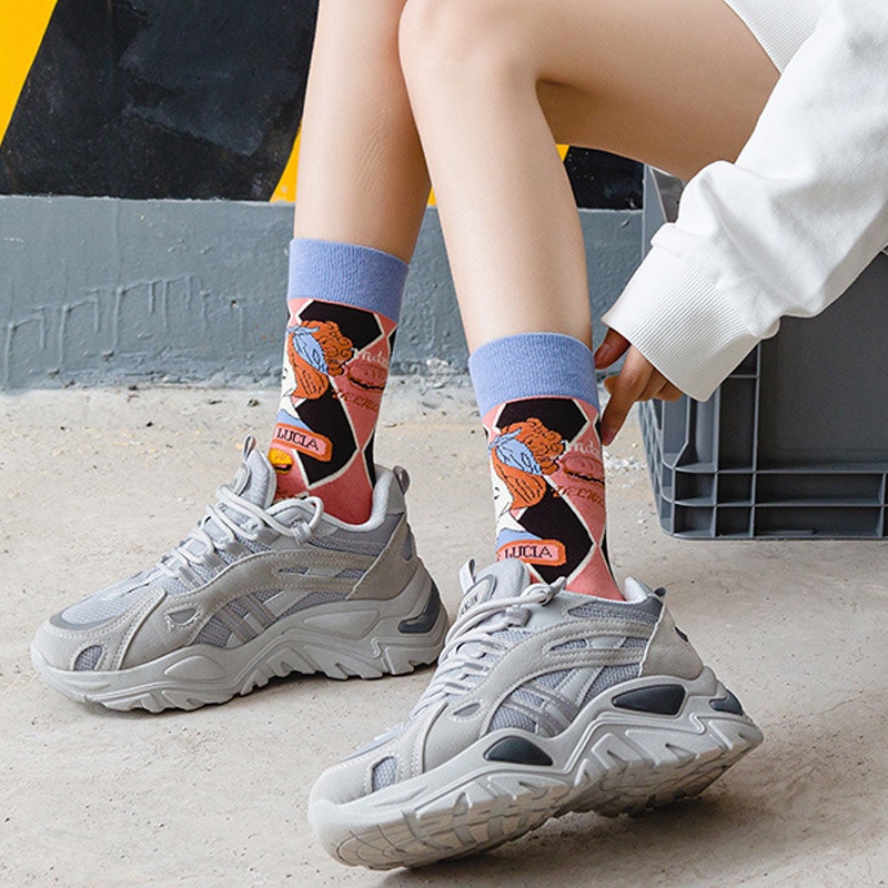 Vớ cotton in hình nhân vật hoạt hình dễ thương cho nữ