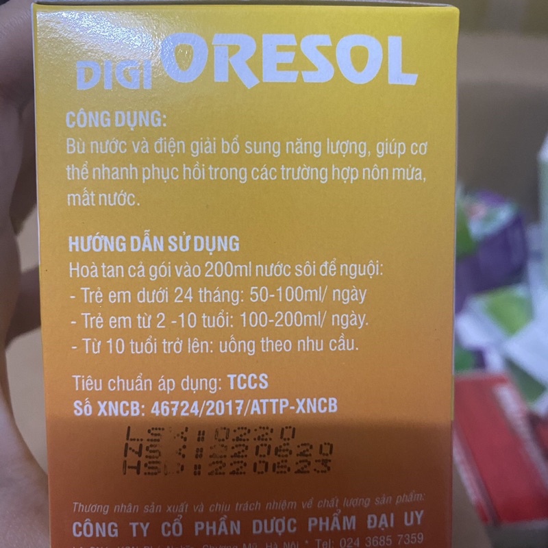 Bù nước và điện giải DIGI ORESOL vị cam bổ sung năng lượng 40 gói