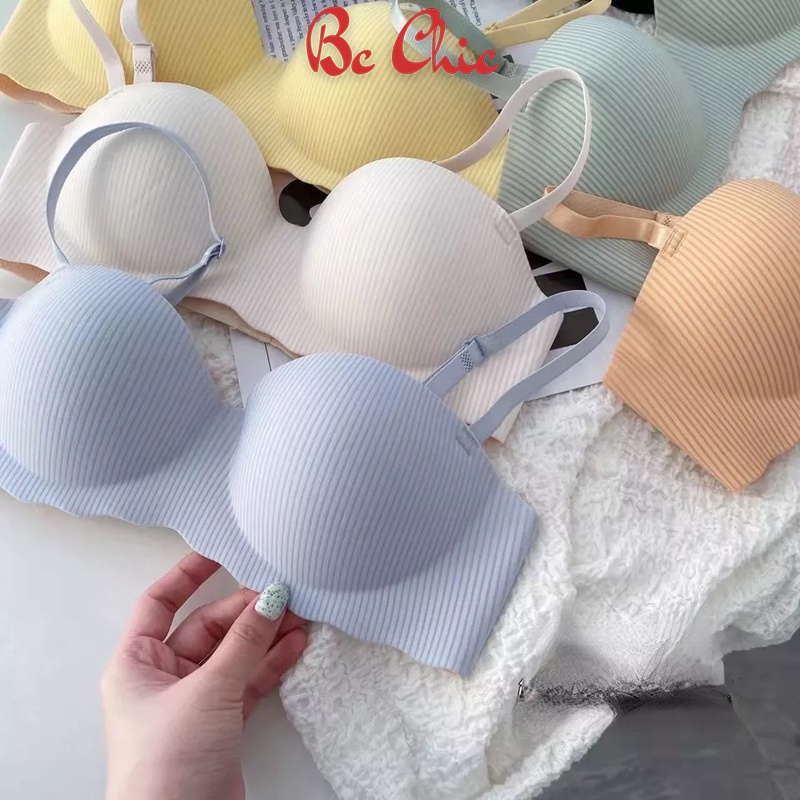 Áo lót nữ, áo lót su quả ngang kẻ sọc đệm bàn tay nâng ngực A06 BC_CHIC LINGERIE