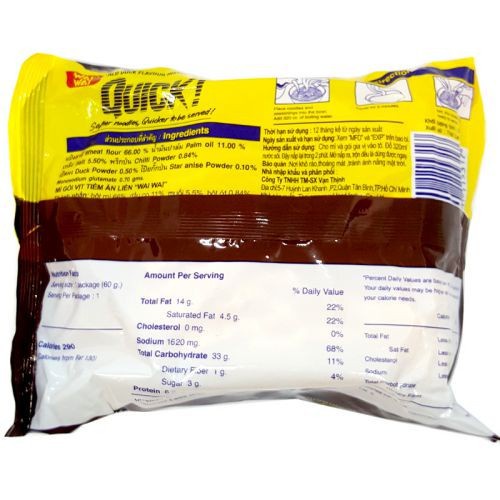 Mì WaiWai vịt tiềm lốc 5 gói x 60g