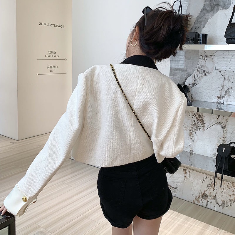 IELGY    Áo Khoác Tay Dài Dáng Ngắn Thời Trang Cao Cấp Cho Nữ