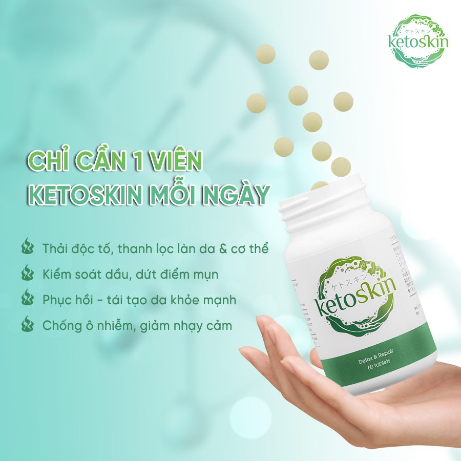 Combo chăm sóc da mặt viên uống trắng da chống lão hóa Bihaku Premium, viên uống thải độc da Ketoskin