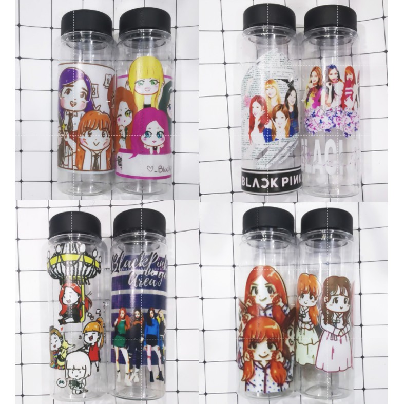 Bình nước Blackpink BNI13 hoạt hình nhựa in màu 500ml blink kpop thần tượng idol