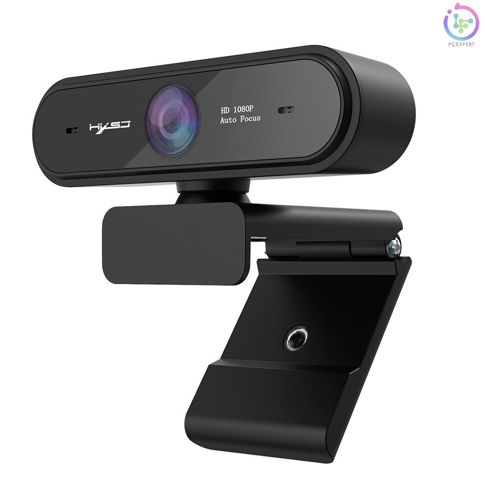 1080P USB Webcam Auto Focus Web Camera with Privacy Cover Built-in Noise Reduction Microphone for Laptop Desktop Black