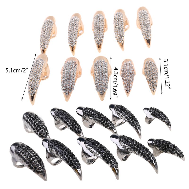 Set 10 Nhẫn Móng Vuốt Đại Bàng Phong Cách Gothic Cho Tiệc Halloween