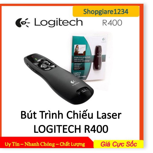 Bút trình chiếu R400 - bút thuyết trình slide powerpoint cao cấp logitech r400 laser
