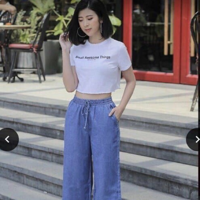 Quần lửng culottes chất jean dennim siêu mát