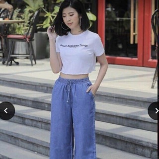 Quần lửng culottes chất jean dennim siêu mát