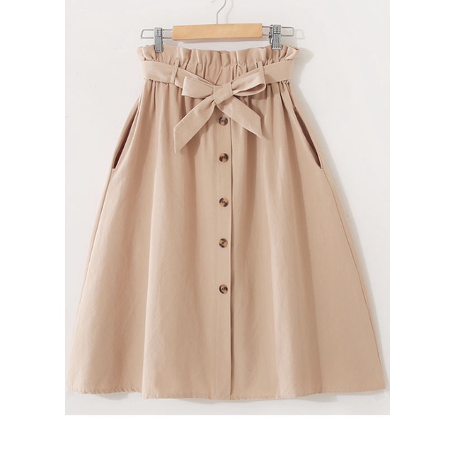 Chân váy cotton thắt nơ chữ A dáng basic Song An Eco