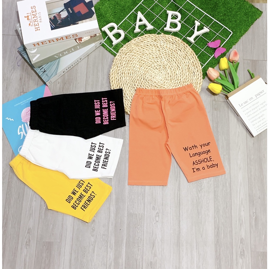 Quần legging lửng cho bé thun cotton SG loại 1 đẹp mềm co giãn cho bé 10-20kg