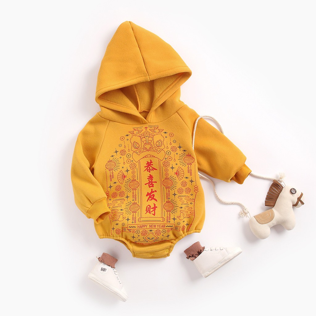 Bộ Đồ Liền Thân SANLUTOZ Dành Cho Bé Có Mũ Đội Đầu Màu Đỏ/Vàng/Xanh Lá