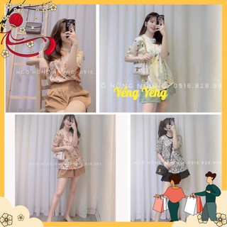 SNU439 - BỘ LỤA HOẠ TIẾT HOA LÁ MIX QUẦN SOOC