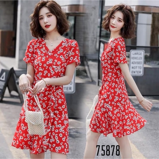 ĐẦM  LỤA HOA NHÍ  CỔ TIM , ĐUÔI CÁ  SIÊU XINH 75878