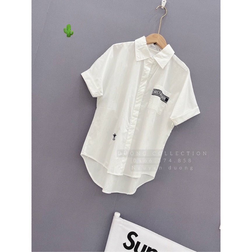 áo sơ mi tay ngắn thêu ong có túi di sang chảnh p