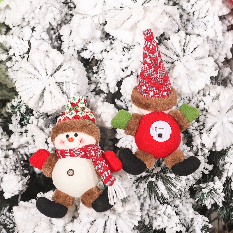 Búp Bê Ông Già Noel Có Đèn Led Dễ Thương Dùng Trang Trí Giáng Sinh