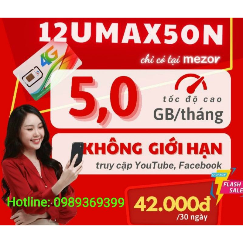 Sim umax50N Viettel - Sim Viettel max băng thông