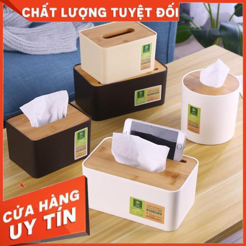 Hộp đựng giấy ăn để bàn nắp gỗ,hộp đựng khăn giấy cao cấp