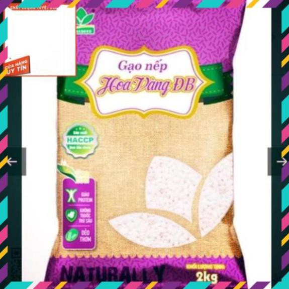 Freeship, date mới nhât (2kg) Gạo nếp cái Hoa Vàng ĐB- Vinaseed