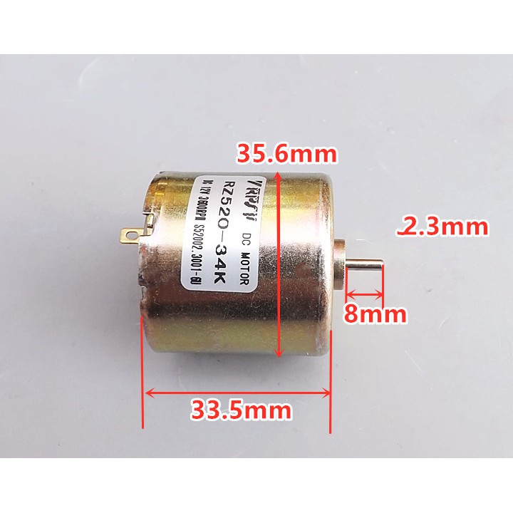 Motor 12V RZ520 tốc độ 3600 RPM điện áp 6V-12V - chạy êm lực mạnh - LK0127