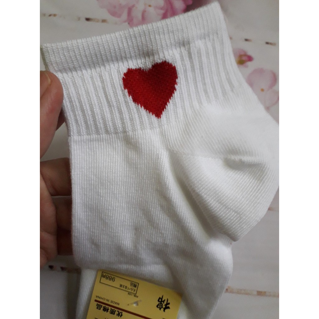 Combo 3 đôi tất nữ cổ ngắn hình trái tim, vớ nữ cổ ngắn dáng thể thao năng động (MÀU ĐEN)