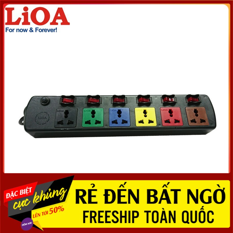 Ổ cắm điện LiOA 6 ổ cắm 6 công tắc