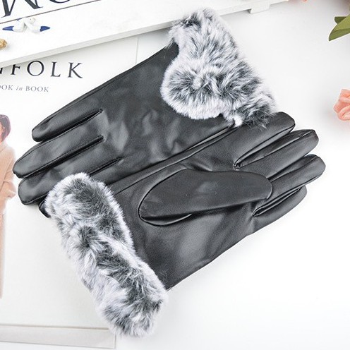 Găng tay da nữ chất liệu da pu chống nước lót nỉ ấm áp cảm ứng màn hình tốt thiết kế phong cách thời trang trẻ trung