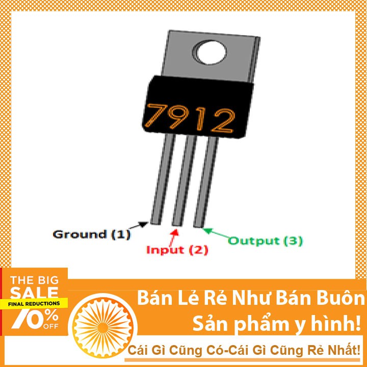 Anasa IC ổn áp 7912 3P TO220 chân cắm Anasa