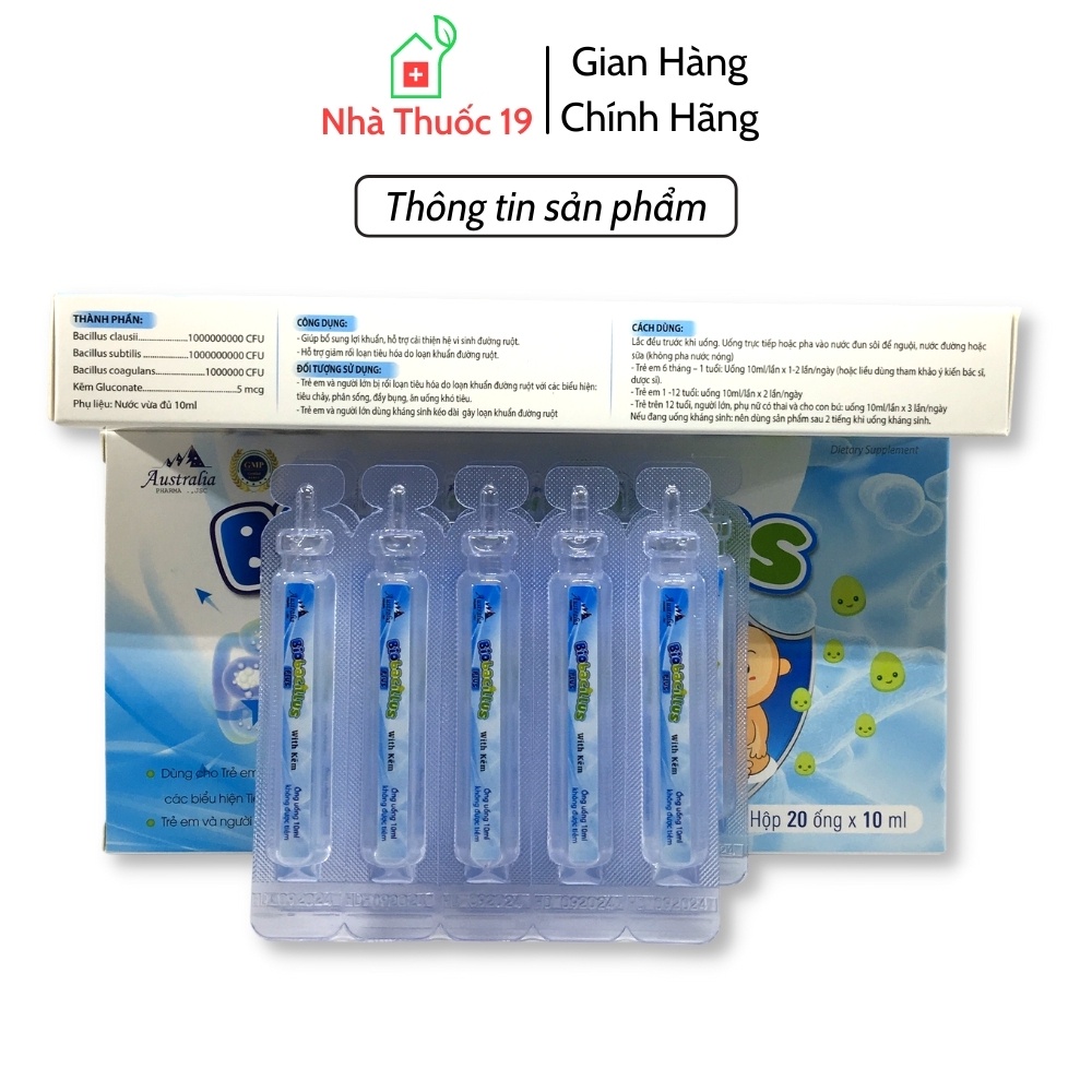 Men Vi Sinh Biobacillus Plus - Bổ Sung Lợi Khuẩn, Giảm Đầy Bụng, Khó Tiêu, Giảm Mệt Mỏi Do Tiêu Chảy (Hộp 20 Ống)