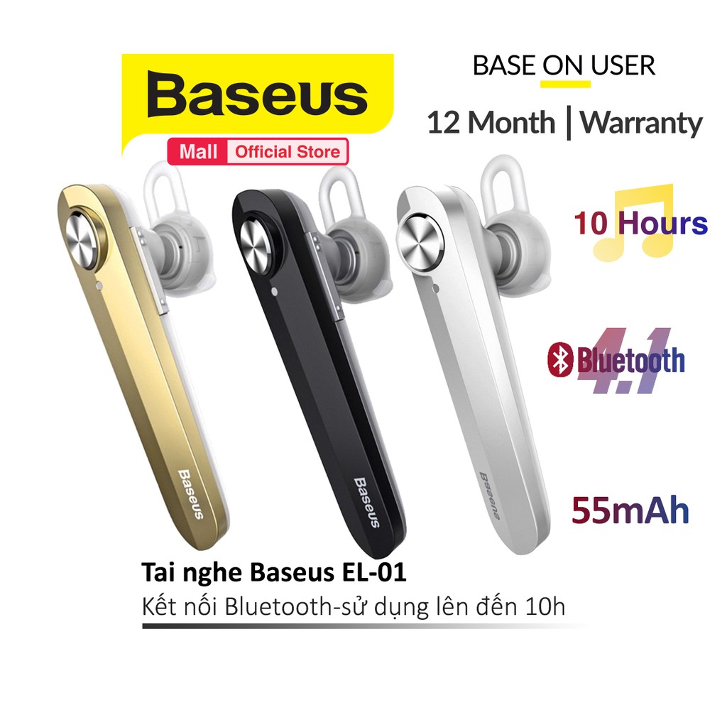 Tai nghe Baseus NGA01 kết nối Bluetooth 4.1 Mic thoại rảnh tay- Sử dụng lên đến 10h