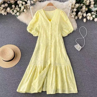 Váy ren zara xuất xịn thêu hoa tay lỡ phồng