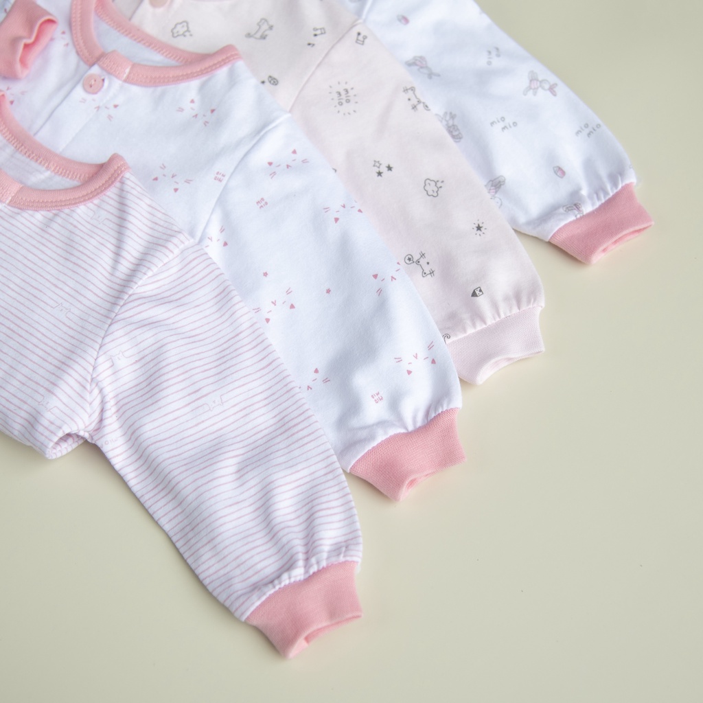 Combo 4 Áo Tay Dài Sơ Sinh MIOMIO Cho Bé Trai, Bé Gái , Vải Cotton
