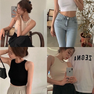 Áo croptop ba lỗ body kiểu dáng basic chất len tăm