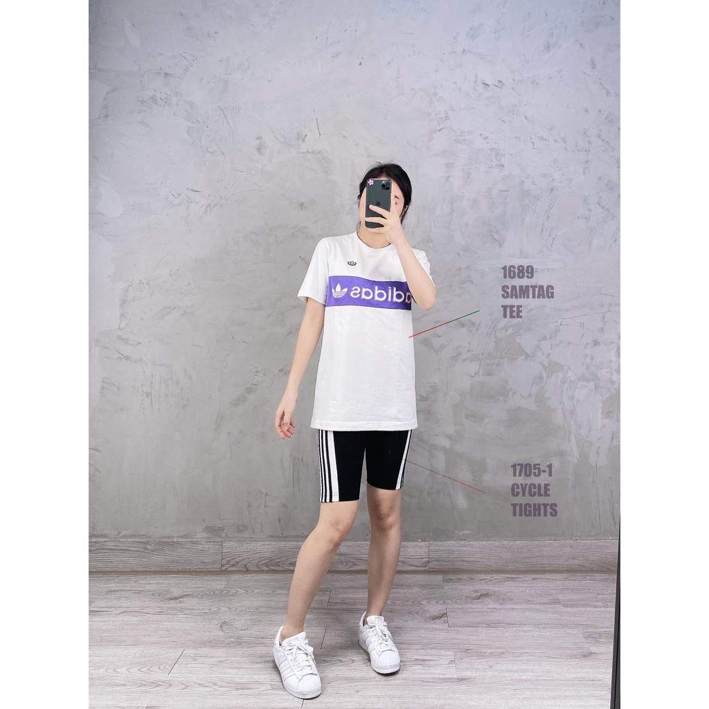 (HÀNG XUẤT XỊN) Áo das trắng pha tím 1689 SAMTAG COLOBLOCK TEE PURPLE Made in Cambodia full tag code  Size XS S M L