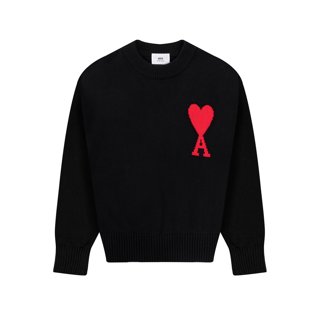 ❤❀  ❤ Áo Nỉ Dài Tay Cổ Tròn Thêu Hình Trái Tim Thời Trang Unisex