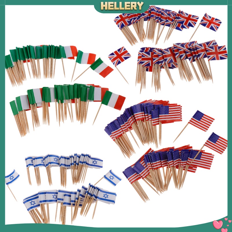 Set 100 Tăm Xỉa Răng Hình Lá Cờ Anh Trang Trí Bánh Kem