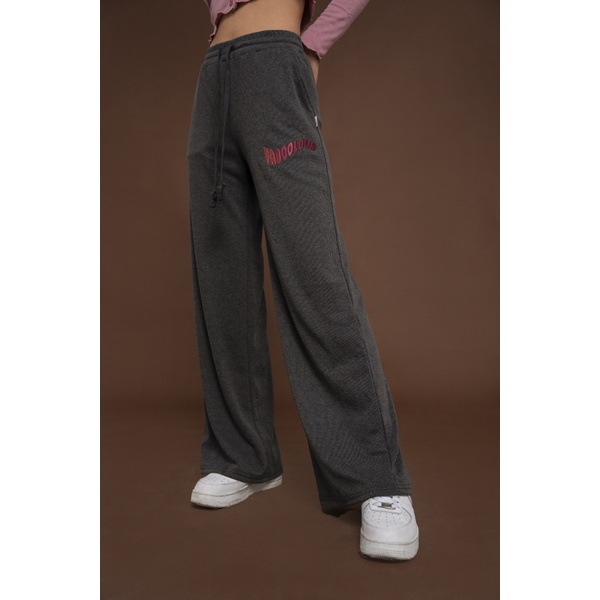Quần Ống Rộng Nữ BOO Dáng Wide Leg Chất Thun Tăm Thêu Logo FABOOLOUS