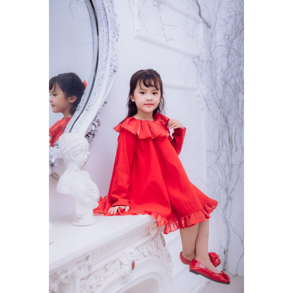 Váy Công Chúa Màu Đỏ Cho Bé Gái Crown Space Cao Cấp CKGL6801004.R Bé 3-10 tuổi/ Size 3-7
