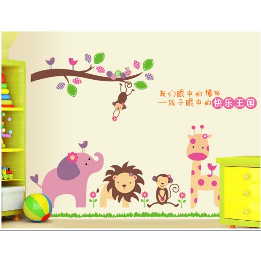 Decal trang trí vườn thú Voi Hồng ( Kèm Video thật )
