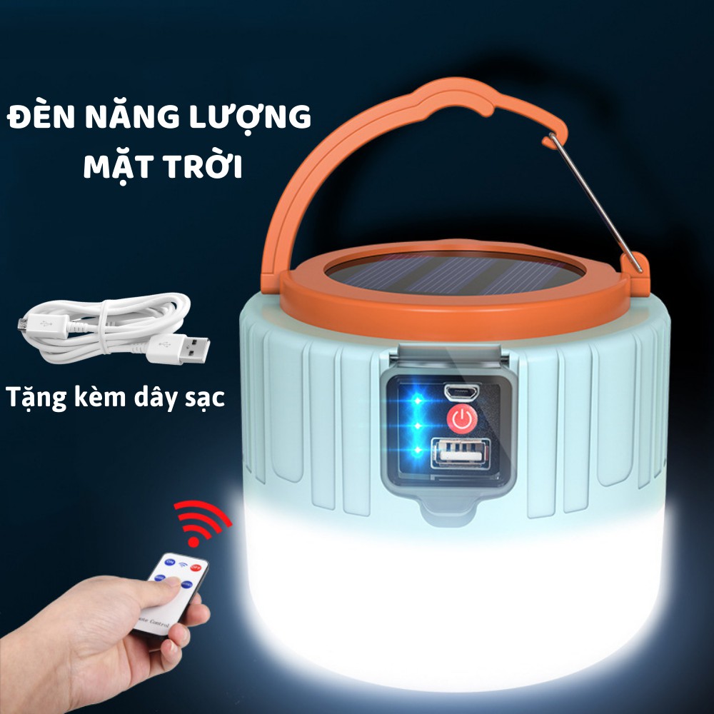 Bóng Đèn Năng Lượng Mặt Trời, Đèn Led Siêu Sáng Có Móc Treo Tích Hợp Sạc Điện Thoại