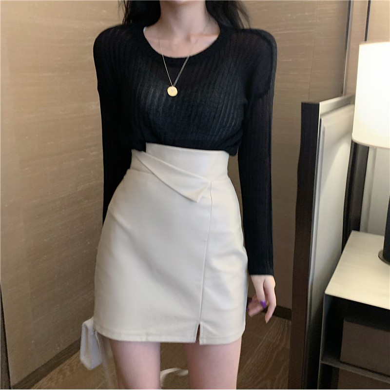 [HÀNG CÓ SẴN] Chân váy da cạp cao xẻ đùi hàng Quảng Châu | BigBuy360 - bigbuy360.vn