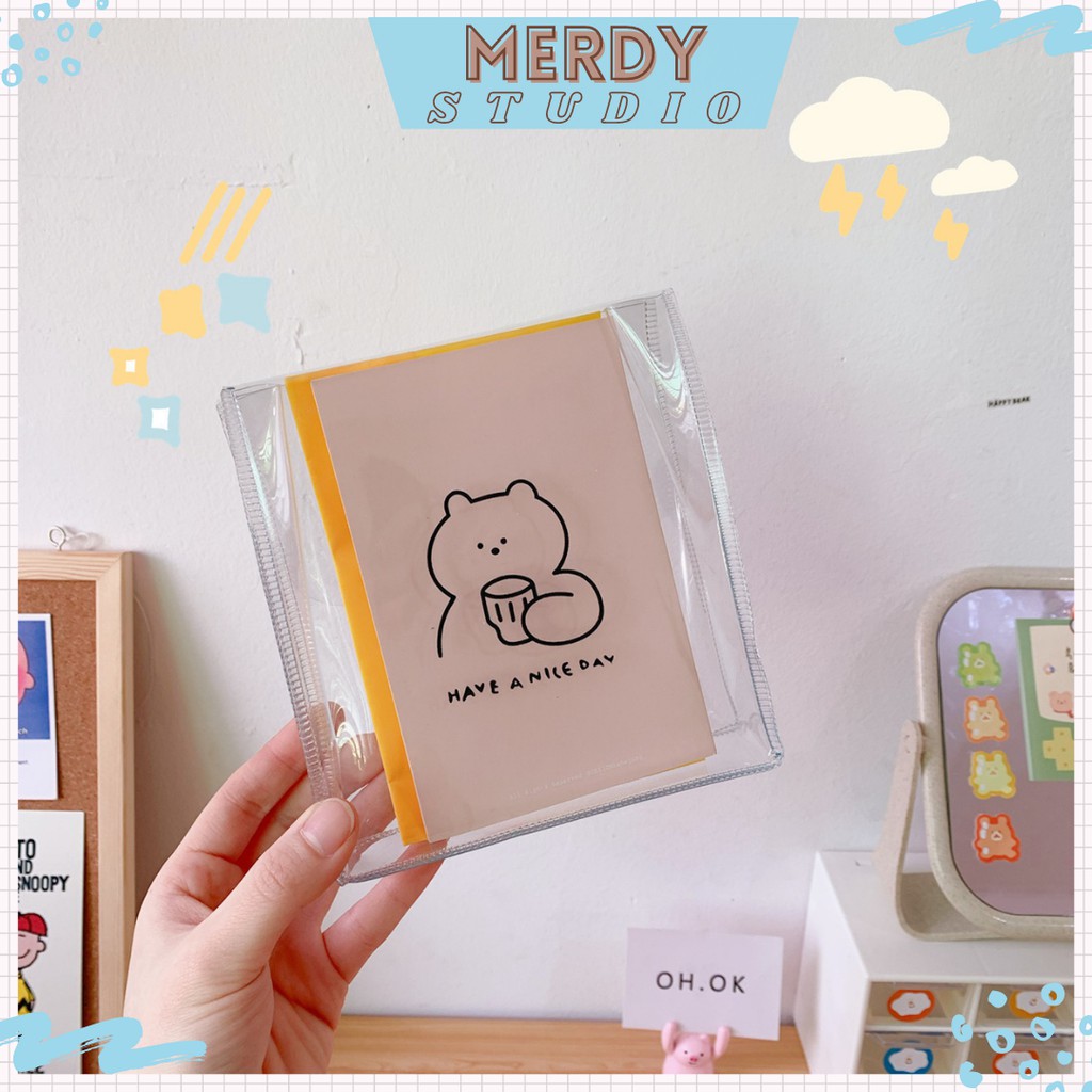 Túi nhựa PVC mini trong suốt in hình dễ thương đựng đồ đa năng (tặng kèm sticker)