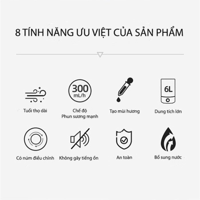 🌟Máy Phun Sương Tạo Ẩm Không Khí CÁT Á Dung Tích 6L Công Suất 28W Hỗ Trợ Lọc Không Khí 4804sp