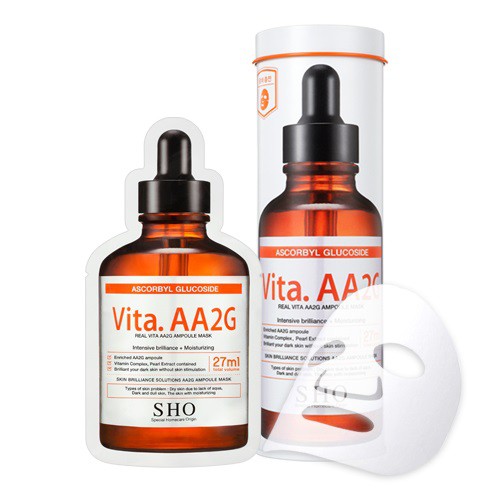 [Chính hãng]Mặt nạ Tinh chất dưỡng trắng làm sáng da SHO Vita.AA2G REAL VITA AA2G AMPOULE MASK 1 miếng 27ml MUA 1 TẶNG 1