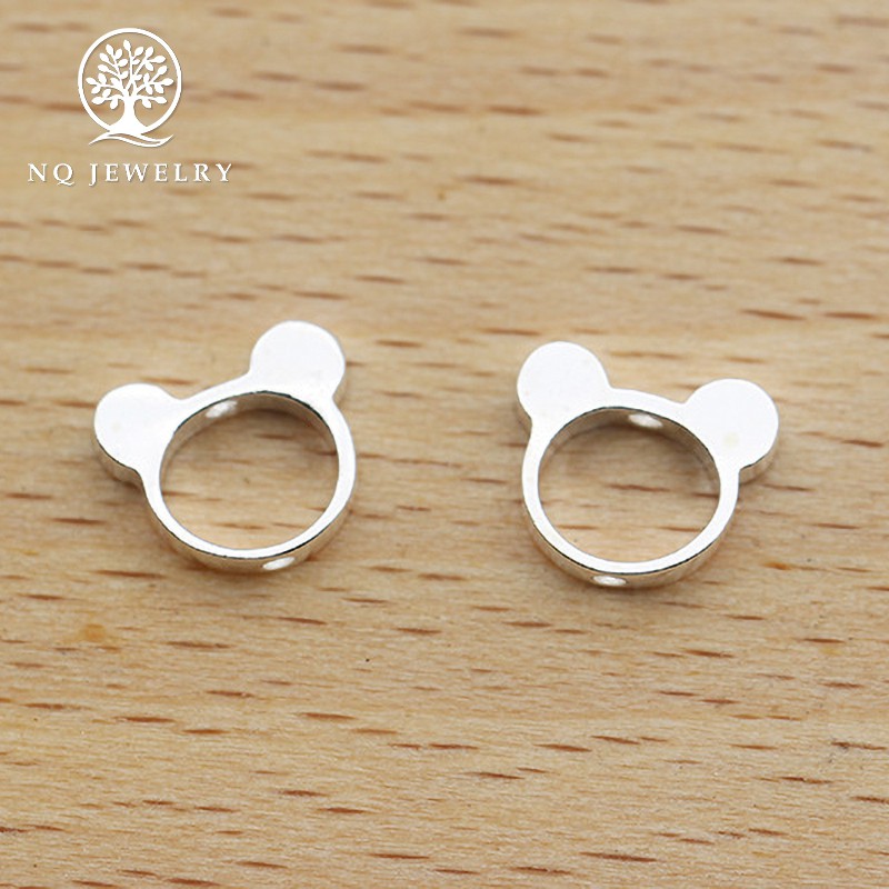 Charm bạc con mèo xỏ ngang 8x9.5mm - NQ Jewelry