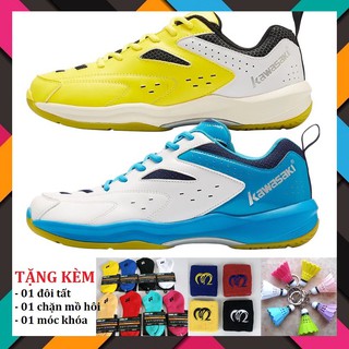 [Combo Quà Tặng] Giày cầu lông Kawasaki K-085 Trắng xanh chuyên nghiệp, đế chống trơn trượt, bảo hành 2 tháng