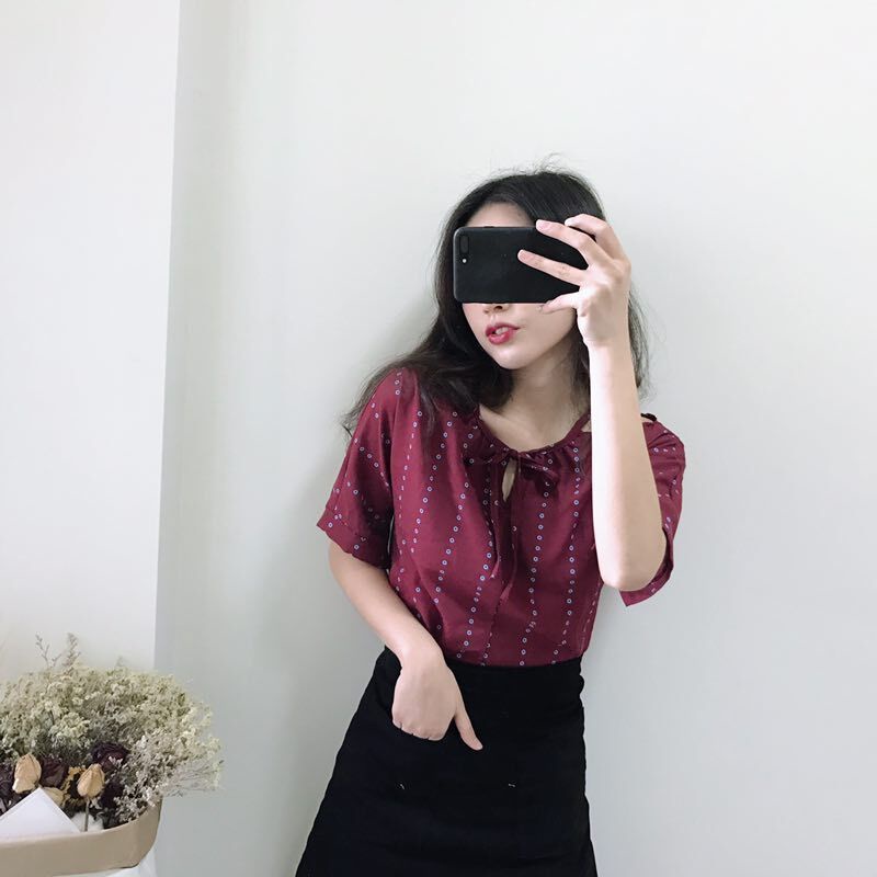 Áo Sơ Mi Ngắn Tay Hở Vai Họa Tiết Kẻ Sọc Và Hoa Phong Cách Retro Thời Trang Hàn Quốc Cho Nữ