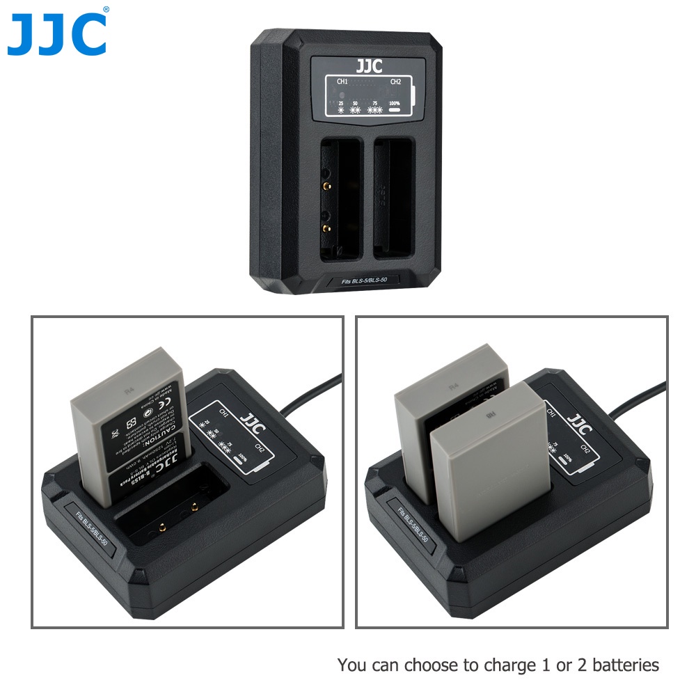 JJC Pin máy ảnh Bộ sạc USB cho Pin Olympus BLS-1 / BLS-5 / BLS-50, Olympus E-M10 Mark III E-PL9 E-PL8 E-PL7 Máy ảnh, phụ kiện DSLR