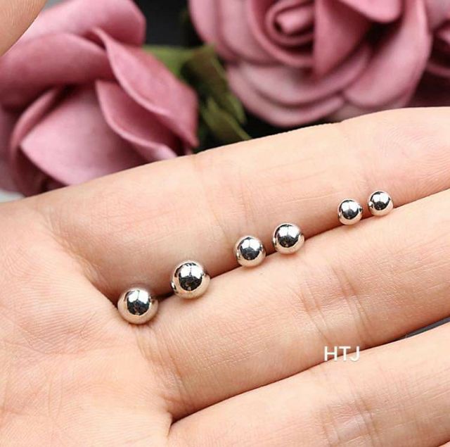 Bông tai nụ chấm tròn bạc ta