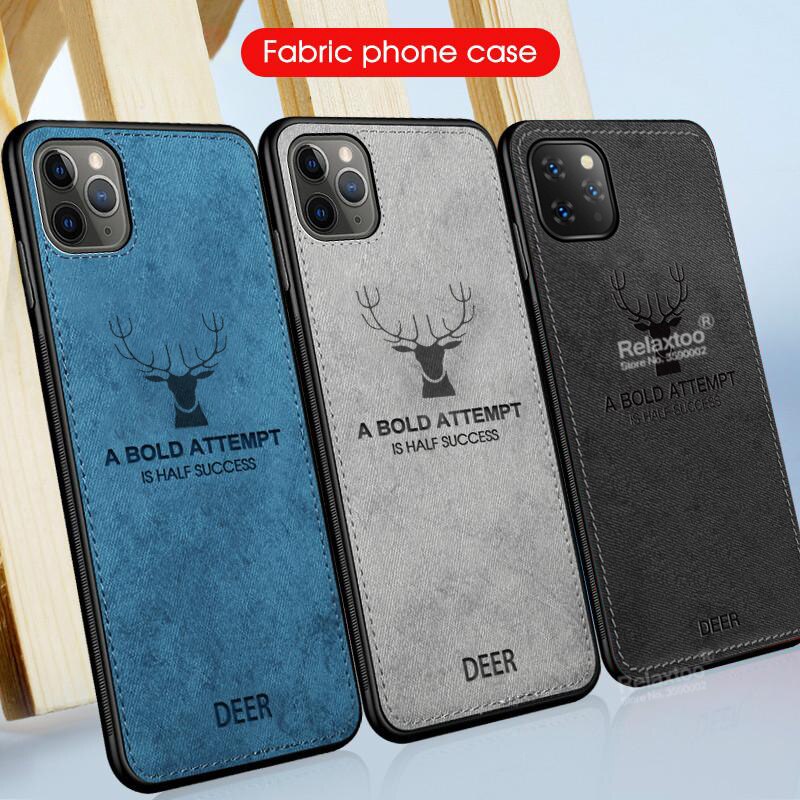 Ốp điện thoại silicon viền TPU phủ vải sang trọng cho iphone 11 pro max 12