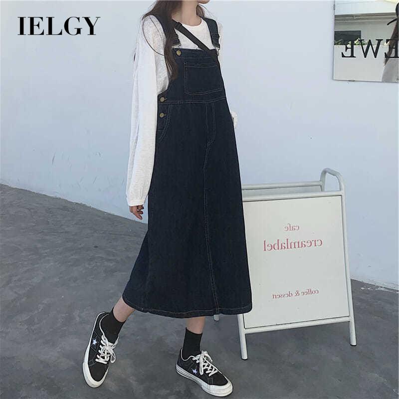 Đầm IELGY denim hai dây thời trang nhỏ nhắn dành cho nữ